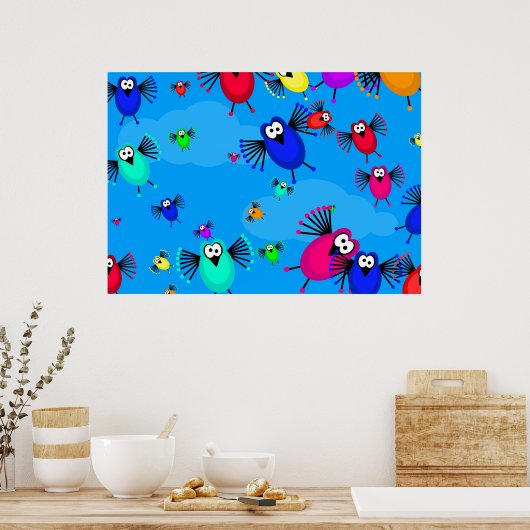 鳥群れ ポスター (キッチン)