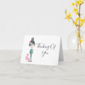 鳥考えと一緒にかわいいボホの女の子 カード (黄色い花)