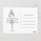 鳥考えと一緒にかわいいボホの女の子 ポストカード (裏面)