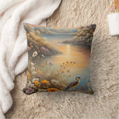 鳥自然、ファンタジーイラストレーション、AI、 クッション (ブランケット)