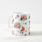 鳥花の水彩模様 コーヒーマグカップ (正面左)
