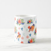 鳥花の水彩模様 コーヒーマグカップ (中央)