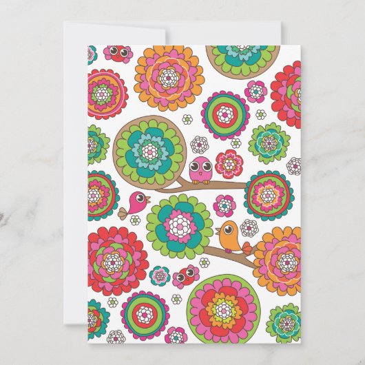 鳥花イラストレーション案内 招待状 (正面)