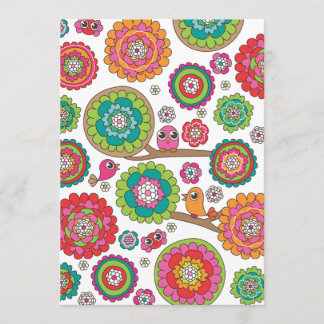 鳥花イラストレーション案内 招待状