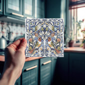 鳥花カラフル芸術工芸品 タイル