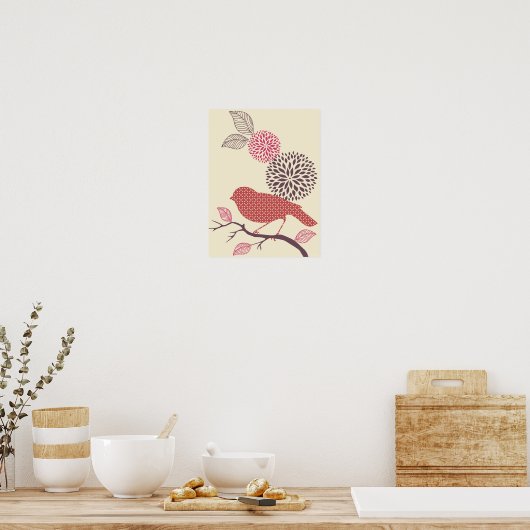 鳥花ポスター ポスター (キッチン)