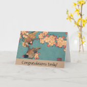 鳥花北斎日本の美術 カード (黄色い花)