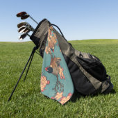 鳥花北斎日本の美術 ゴルフタオル (グリーン)