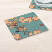 鳥花北斎日本の美術 スクエアペーパーコースター (アングル)