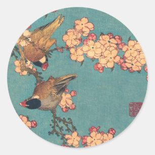 鳥花北斎日本の美術 ラウンドシール