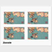 鳥花北斎日本の美術 長方形シール (シート)