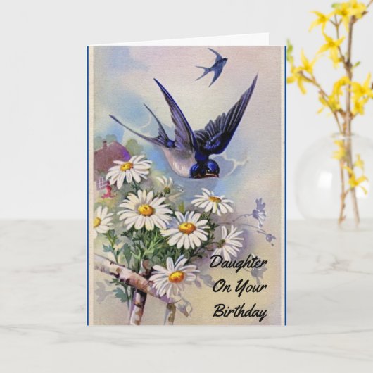 鳥花娘誕生日カード カード (黄色い花)