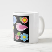 鳥花文様 ジャンボコーヒーマグカップ (正面右)