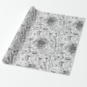 鳥花模様包み紙 ラッピングペーパー (アンロールド)