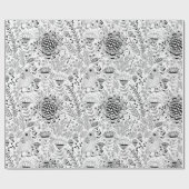 鳥花模様包み紙 ラッピングペーパー (フラット)