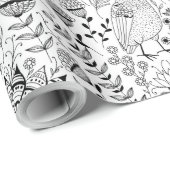 鳥花模様包み紙 ラッピングペーパー (ロールコーナー)