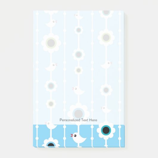 鳥花青模様 ポストイット (正面)