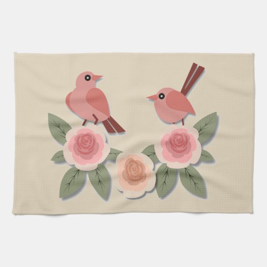 鳥花 キッチンタオル (横)