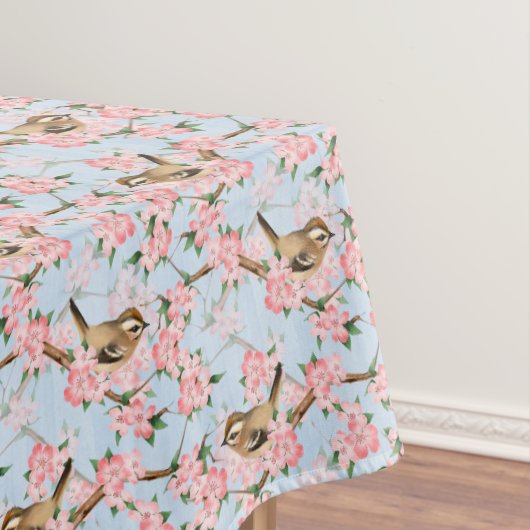 鳥花。春パターン テーブルクロス (インサイチュ)