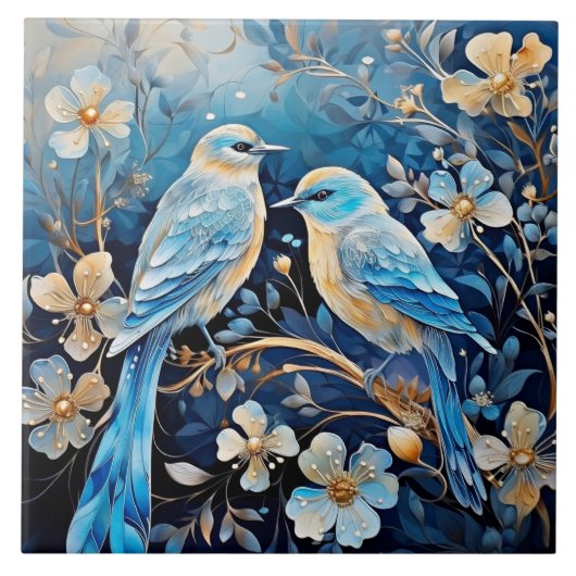 鳥花、観賞用で美しい。 タイル (正面)