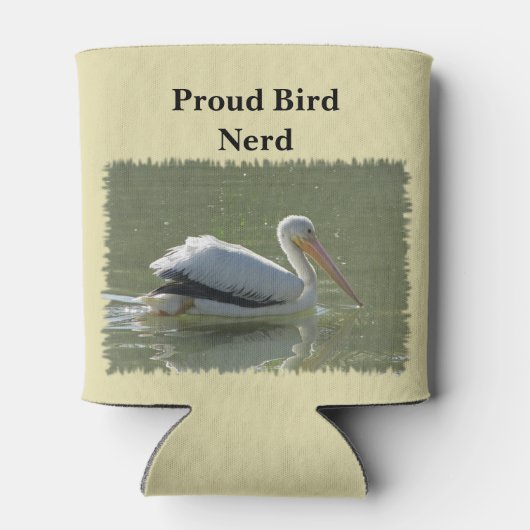 鳥誇りを持ったおたくペリカン写真野鳥観察ホビーバーダー 缶クーラー (裏面)