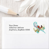 鳥赤い歌巻木の枝に座る鳥 ラベル (インサイチュ)