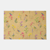鳥野花カラフル自然 ドアマット (正面)