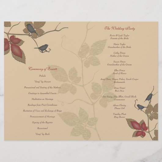 鳥類つる植物秋の結婚式計画 (裏面)