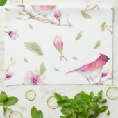 鳥類とホオノキ キッチンタオル (折り畳み)