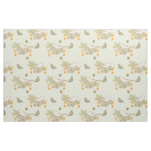 鳥類の果実と蝶の織物 ファブリック (ヤード)