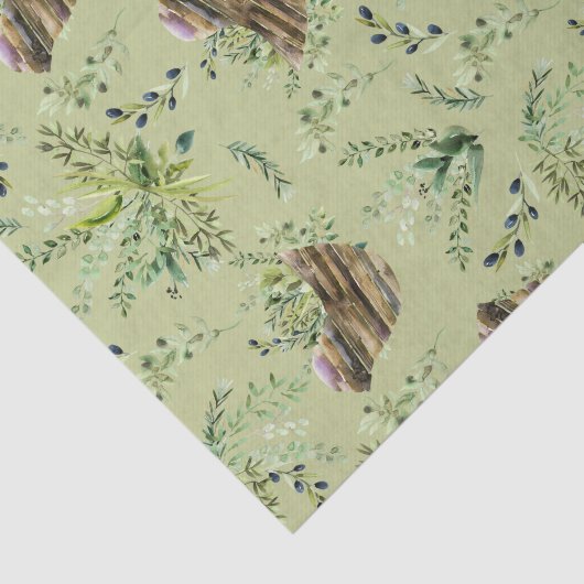 鳥類の水彩を持つ野生のハーブセージティッシュペーパー 薄葉紙 (詳細)