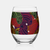 鳥類アールデコガラス ステムなしワイングラス (裏面)