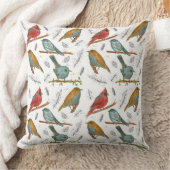 鳥類ワイルドライフインクウォーター色イラスト クッション (ブランケット)