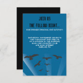 鳥類付き草の木バーバルミツワーパーティーカード 招待状 (正面/裏面)