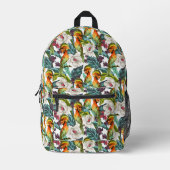 鳥類及び外来花模様 |モノグラム2 プリントバックパック (正面)