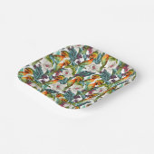 鳥類及び外来花模様 |モノグラム2 ペーパープレート (傾斜あり)