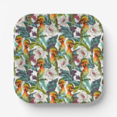 鳥類及び外来花模様 |モノグラム2 ペーパープレート (正面)