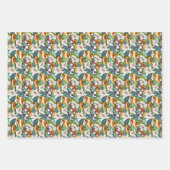 鳥類及び外来花模様 |モノグラム2 ラッピングペーパーシート (正面)