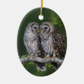 鳥類捕獲人のための美しいアメリカフクロウのクリスマスのオーナメント セラミックオーナメント (正面)