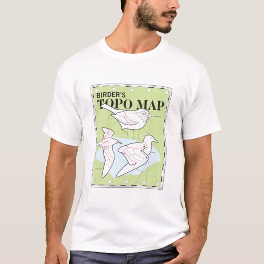 鳥類捕獲人のTopoの地図 Tシャツ (正面)