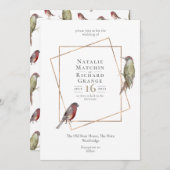 鳥類植物素朴ヴィンテージの招待 招待状 (正面/裏面)