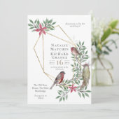 鳥類植物素朴ヴィンテージの招待 招待状 (スタンド正面)