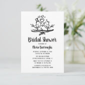 鳥類漫画白黒ラブバードブライダルシャワー 招待状 (スタンド正面)