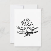 鳥類漫画白黒ラブバードブライダルシャワー 招待状 (裏面)