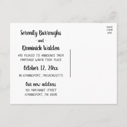 鳥類白黒ラブバードたった今結婚しました結婚ズ 案内ポストカード (裏面)