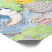 鳥類茶パーティー子供部屋アートプリントポスター ポスター (角)