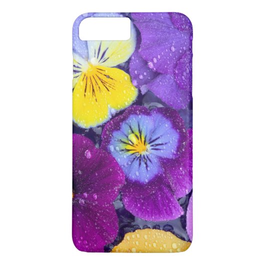 鳥風呂に露を浮かべたパンジーの花 Case-Mate iPhoneケース (裏面)