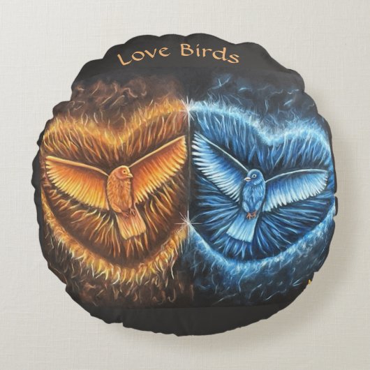 鳥飛んでいるが集まって ラウンドクッション (正面)