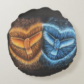 鳥飛んでいるが集まって ラウンドクッション (裏面)