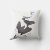 鳥飛んでいるの手の影の幻想超現実美術クール クッション (裏面)